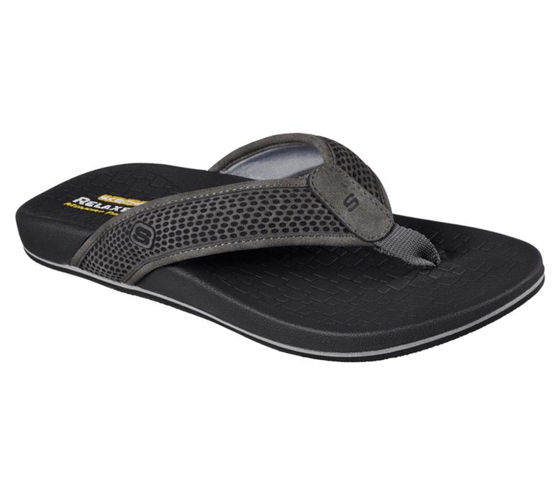 Skechers Herr Mörk Grå Flip Flop - Relaxed Fit: Pelem - Emiro - Sverige (BOCGE-8943)